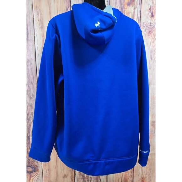 Under Armour Mens XL Blue UA Storm Hoodie Logo Pullover Loose Fit Fleece-Lined - Picture 2 of 7